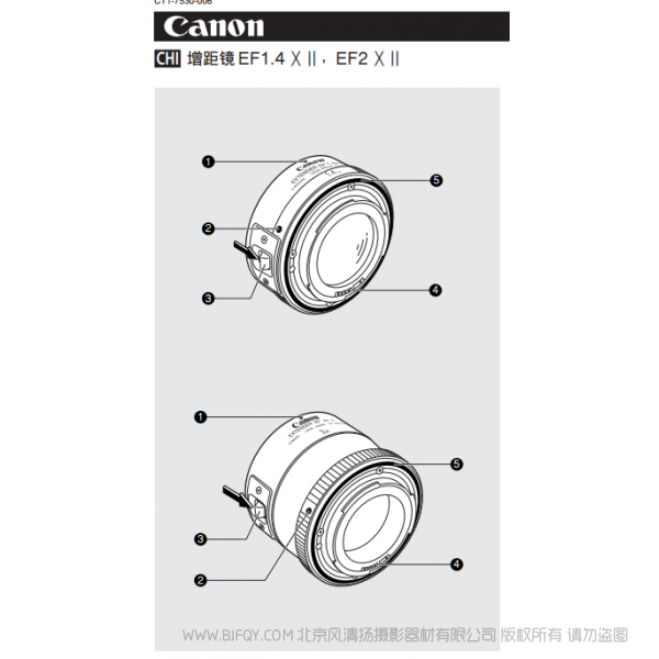 佳能 EXTENDER EF1.4X II, EXTENDER EF2X II 使用手冊  1.4倍 2倍二代 增距鏡 說明書下載 使用手冊 pdf 免費 操作指南 如何使用 快速上手 