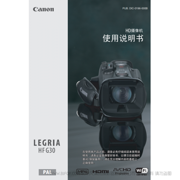 佳能 Canon HF系列 LEGRIA HF G30 使用說明書  說明書下載 使用手冊 pdf 免費 操作指南 如何使用 快速上手 