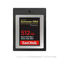 閃迪 SDCFE-512G-ZN4IN 至尊超極速™ CFexpress™ Type B 存儲卡 SanDisk 產品 CFE512GB  512 GB  尼康D6  佳能R5 1DX3  C300M3 閃存 內存