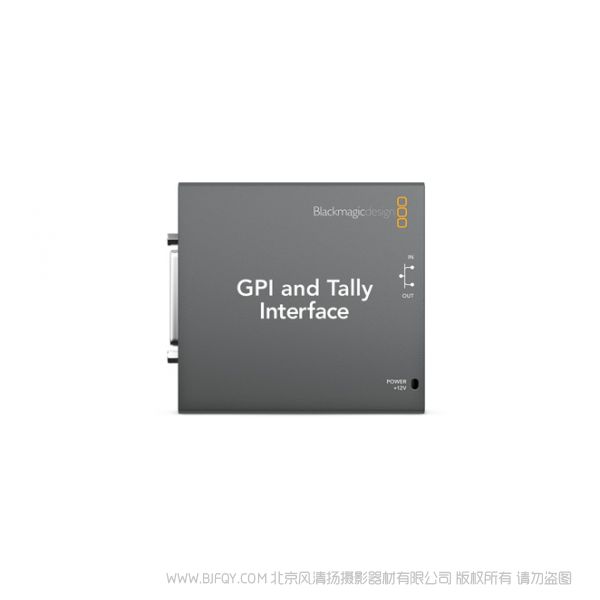 BMD  GPI and Tally Interface  它配備8個觸點閉合Tally輸出，可將Tally信號發送到攝影機、回放設備以及監視器，讓所有工作人員都明確正在播出的是哪一路攝影機畫面